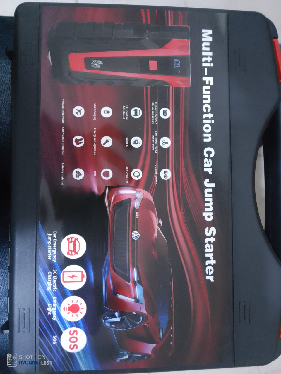 Jumper para Auto 12V con Power Bank y Linterna LED