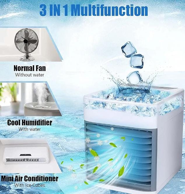 Enfriador de Aire Portátil 3 en 1 – Refrigera, Humidifica y Purifica
