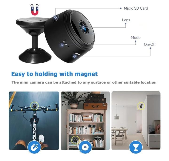 Mini Cámara IP inalámbrica 1080P con Visión Nocturna y Control por Celular