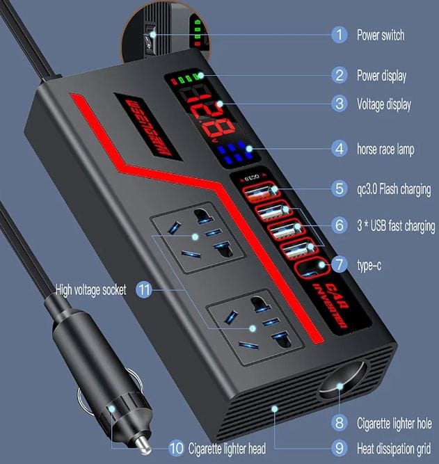 🔌Cargador Universal para Vehículos  Inverter HY-0403