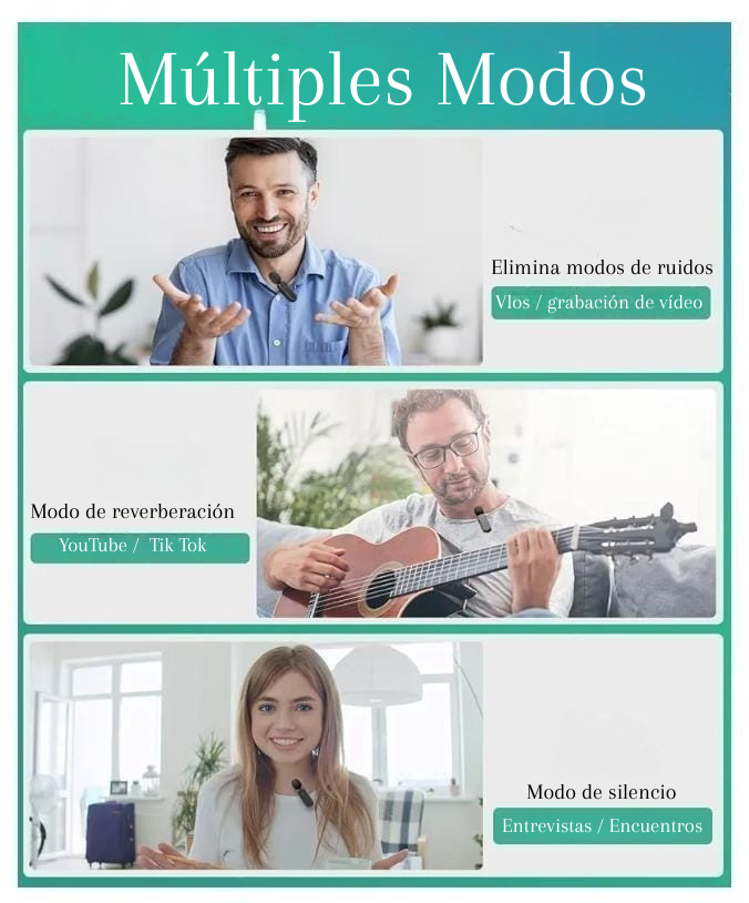 Micrófonos inalámbrico dual con estuche de carga y receptor Lightning